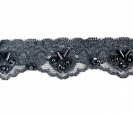 1.25" Black Stretch Sequin Lace 10 Mtr - Click Image to Close